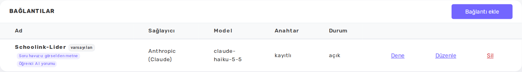 Yapay Zekâ Bağlantısı: bağlantılar ve son istekler